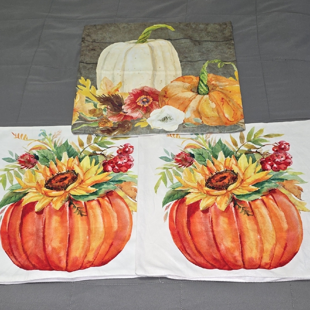 Autumn Pillow Covers Pumpkin Themed